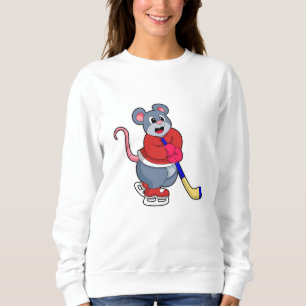 Rat mit Eishockey und Eishockeyschläger Sweatshirt