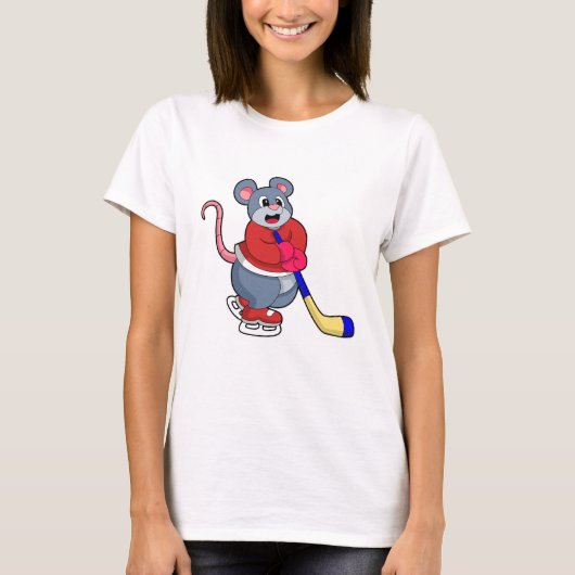 Rat mit Eishockey und Eishockeyschläger T-Shirt (Vorderseite)