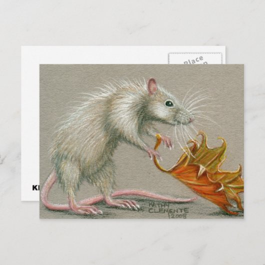 Rat mit Leaf Fall Postkarte (Vorne/Hinten)