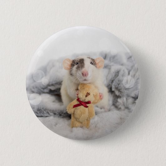 Rat mit Teddy-Bär-Button Button (Vorderseite)