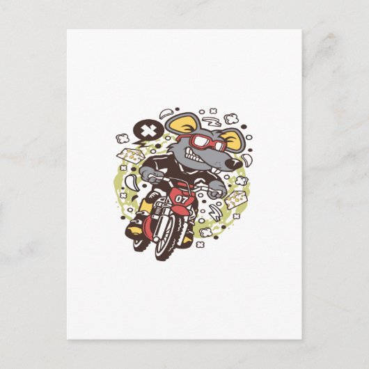 Rat Motocross Rider Postkarte (Vorderseite)