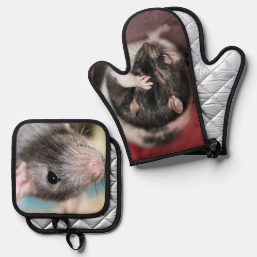 Rat Ofenhandschuh & Topflappen-Set (Vorderseite/Rückseite)