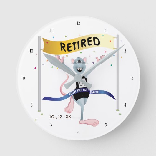 Rat Race Funny Retirement Runde Wanduhr (Vorderseite)