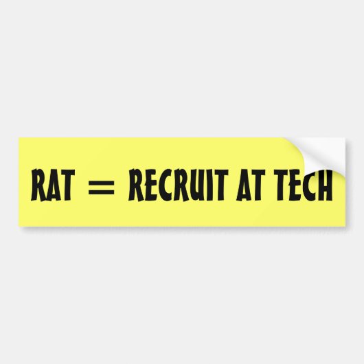 RAT = RECRUIT AT TECH AUTOAUFKLEBER (Vorne)