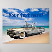 Rat Rod Car Skeleton Joyride am Strand Funny Poster (Vorne)