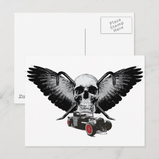 Rat Rod Skull & Crowbars Postkarte (Vorne/Hinten)