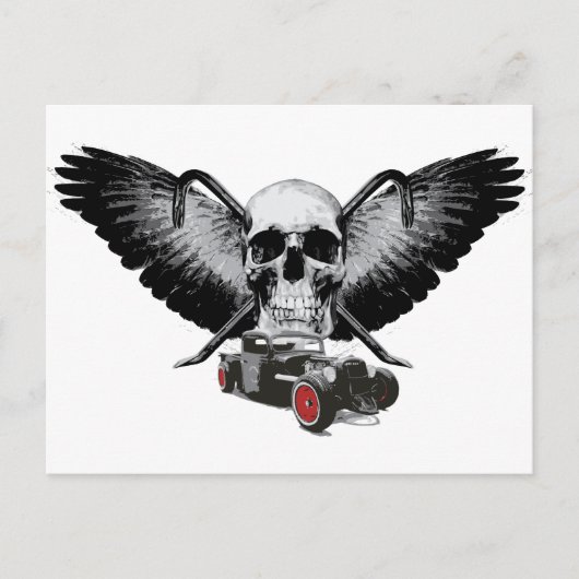 Rat Rod Skull & Crowbars Postkarte (Vorderseite)