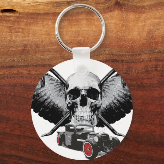 Rat Rod Skull & Crowbars Schlüsselanhänger (Vorderseite)