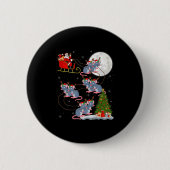 Rat Rodents Santa Sleigh Flying Funny Magical Chri Button (Vorderseite)