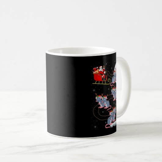 Rat Rodents Santa Sleigh Flying Funny Magical Chri Kaffeetasse (VorderseiteRechts)