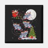 Rat Rodents Santa Sleigh Flying Funny Magical Chri Magnet (Vorne)