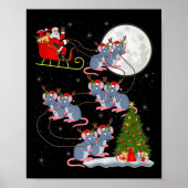 Rat Rodents Santa Sleigh Flying Funny Magical Chri Poster (Vorne)