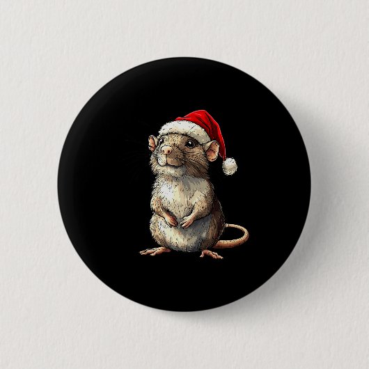 Rat Santa Hat Xmas Rat Lovers Boys Girls Christmas Button (Vorderseite)