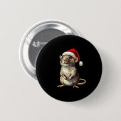 Rat Santa Hat Xmas Rat Lovers Boys Girls Christmas Button (Vorne & Hinten)
