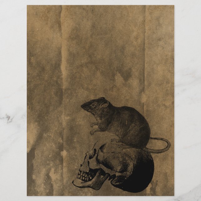 Rat & Skull Viktorianisch Gothic Scrapbook Paper (Vorderseite)