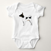 Rat Terrier Basic Rasse Silhouette Design Baby Strampler (Vorderseite)