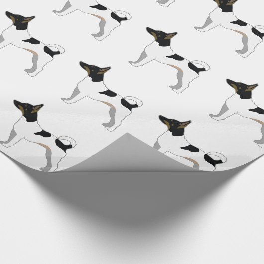 Rat Terrier Basic Rasse Silhouette Design Geschenkpapier (Ecke)