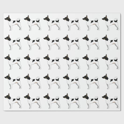 Rat Terrier Basic Rasse Silhouette Design Geschenkpapier (Flach)