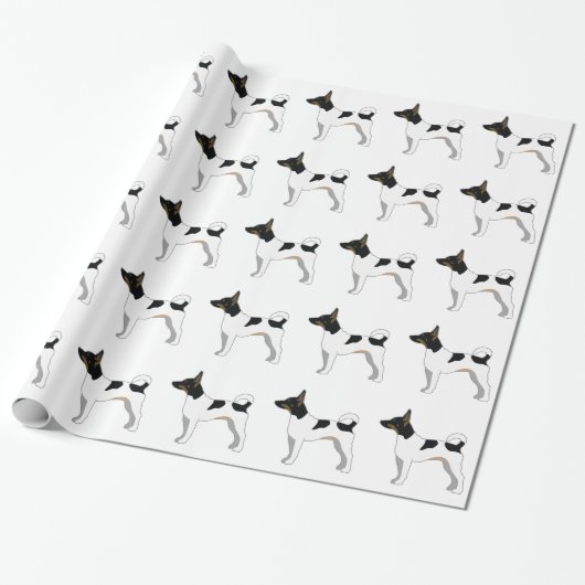 Rat Terrier Basic Rasse Silhouette Design Geschenkpapier (Ungerollt)