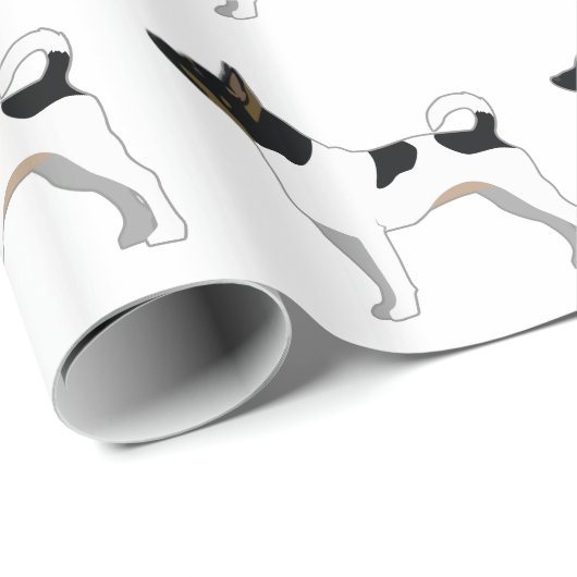 Rat Terrier Basic Rasse Silhouette Design Geschenkpapier (Rolleneckpunkt)