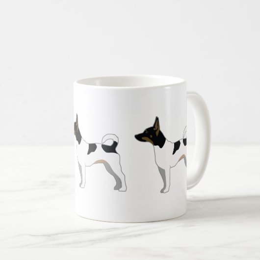 Rat Terrier Basic Rasse Silhouette Design Kaffeetasse (VorderseiteRechts)