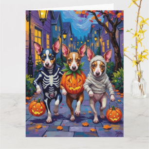 Rat Terrier beim Trick-or-Treaten Halloween-Kostüm Karte