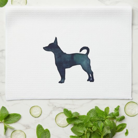 Rat Terrier Black Watercolor Hunde Silhouette Handtuch (Gefaltet)