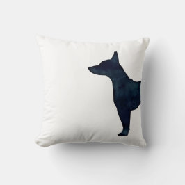 Rat Terrier Black Watercolor Hunde Silhouette Kissen