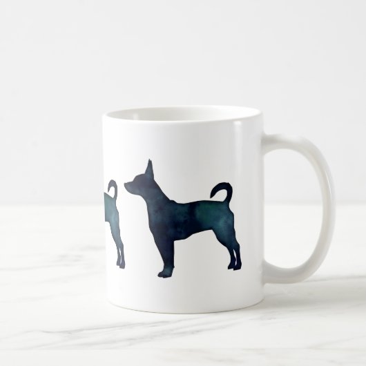 Rat Terrier Black Watercolor Silhouette Kaffeetasse (Rechts)