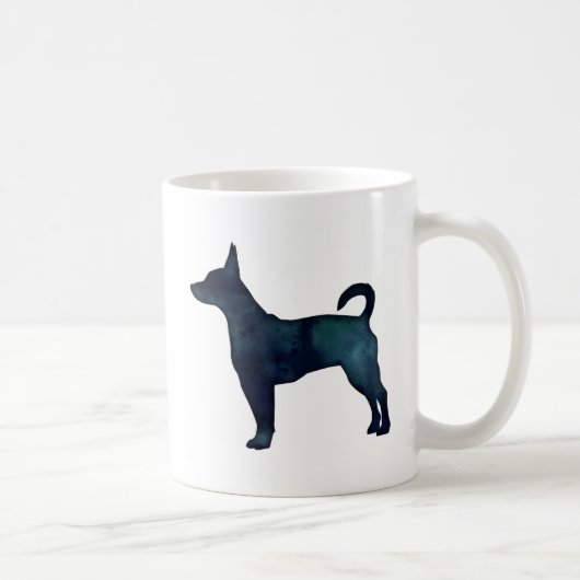 Rat Terrier Black Watercolor Silhouette Kaffeetasse (Rechts)