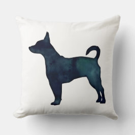 Rat Terrier Black Watercolor Silhouette Kissen