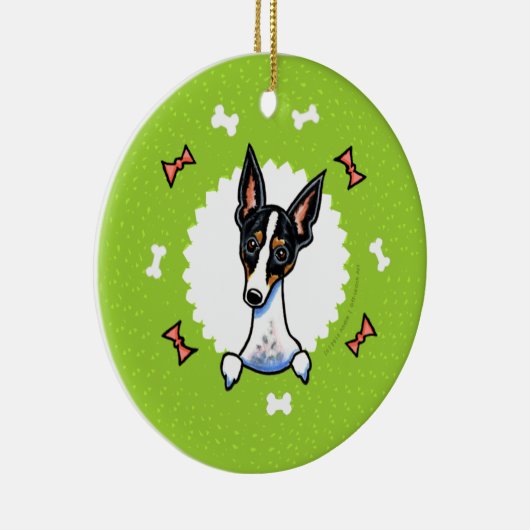 Rat Terrier Bones Weihnachtsfeier Keramikornament (Rechts)