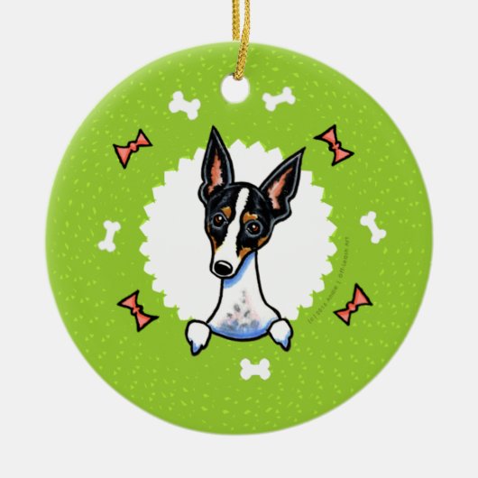 Rat Terrier Bones Weihnachtsfeier Keramikornament (Vorne)