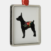 Rat Terrier CC Dog Boho Silhouette Ornament Aus Metall (Rechts)