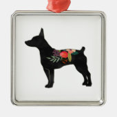 Rat Terrier CC Dog Boho Silhouette Ornament Aus Metall (Vorne)