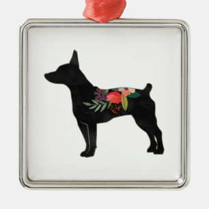 Rat Terrier CC Dog Boho Silhouette Ornament Aus Metall