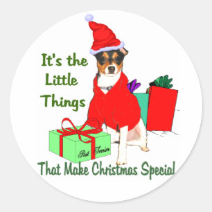 Rat Terrier Christmas Geschenke Runder Aufkleber