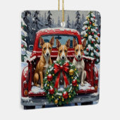 Rat Terrier Christmas Red Truck Holiday Keramikornament (Rechts)
