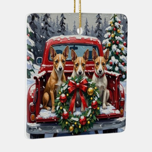 Rat Terrier Christmas Red Truck Holiday Keramikornament (Rechts)