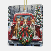 Rat Terrier Christmas Red Truck Holiday Keramikornament (Links)