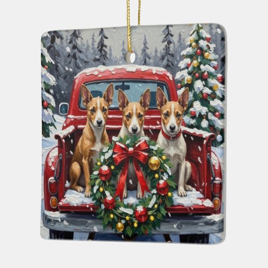 Rat Terrier Christmas Red Truck Holiday Keramikornament (Links)