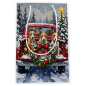 Rat Terrier Christmas Red Truck Holiday Mittlere Geschenktüte (Vorderseite)