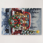 Rat Terrier Christmas Red Truck Holiday Puzzle (Horizontal)