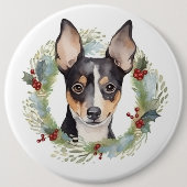 Rat Terrier Christmas Wreath Festive Pup Button (Vorderseite)