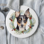 Rat Terrier Christmas Wreath Festive Pup Button (Beispiel)
