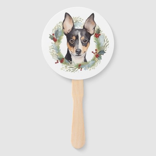 Rat Terrier Christmas Wreath Festive Pup Fächer (Vorderseite)