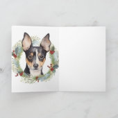 Rat Terrier Christmas Wreath Festive Pup Karte (Innenseite)