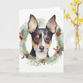 Rat Terrier Christmas Wreath Festive Pup Karte (Gelbe Blume)