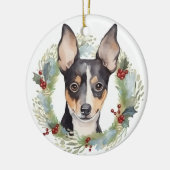 Rat Terrier Christmas Wreath Festive Pup Keramik Ornament (Links)
