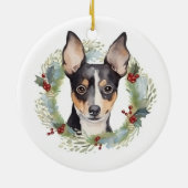 Rat Terrier Christmas Wreath Festive Pup Keramik Ornament (Hinten)